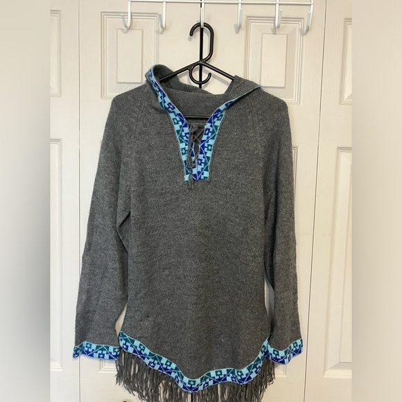 AMARU Sweaters - Amaru alpaca Pullover Sweater Tunic Boho Sz S Gray Hooded